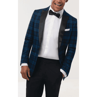 Alberto Nardoni Veste de smoking bleue à un bouton à carreaux — Costumes et vestons pour hommes