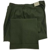 Men's Double Pleated Wool Trousers in Green — Fashion Accessories