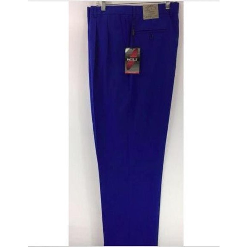 Men's Double Pleated Wool Trousers in Royal Blue — Fashion Accessories