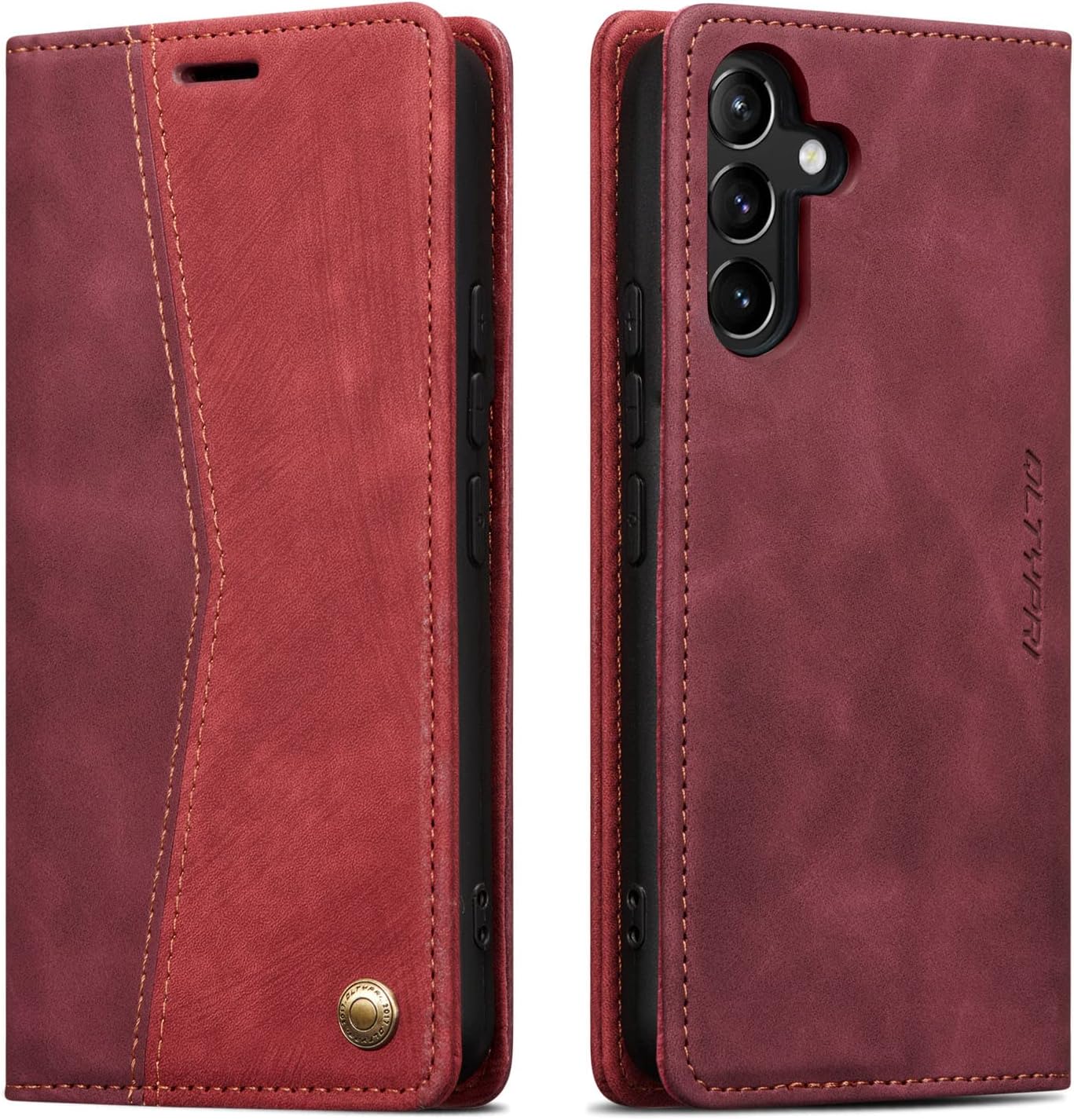 Étui portefeuille QLTYPRI pour Samsung Galaxy A16 5G - Rouge vin — Coque de téléphone