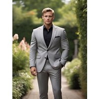 Costume gris clair/noir (paquet incluant la chemise)