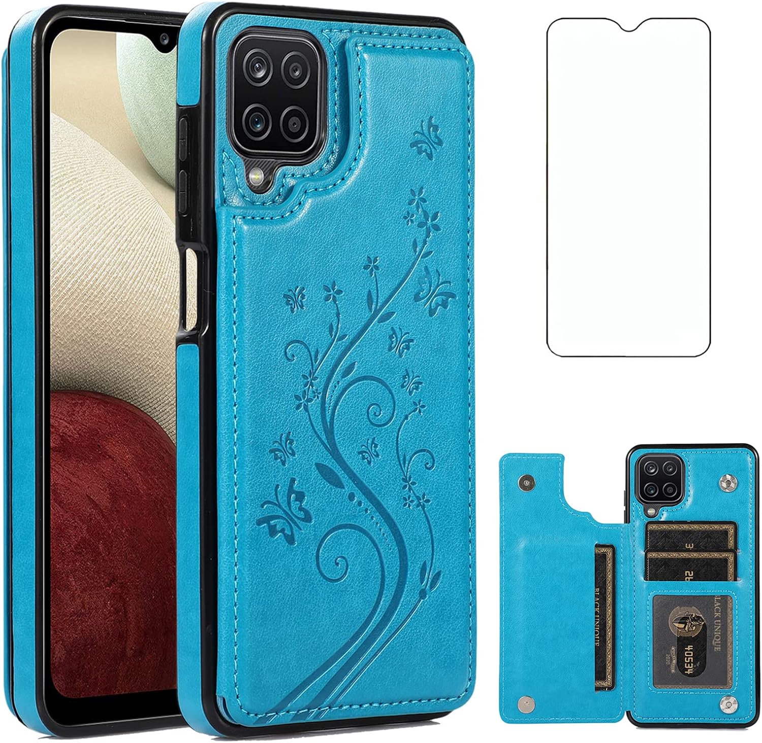 Étui Asuwish pour Samsung Galaxy A12 avec couverture portefeuille et support — Coque de téléphone