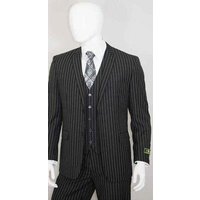 Veste de costume à rayures blanches à 2 boutons en noir liquide — Costumes et vestons pour hommes