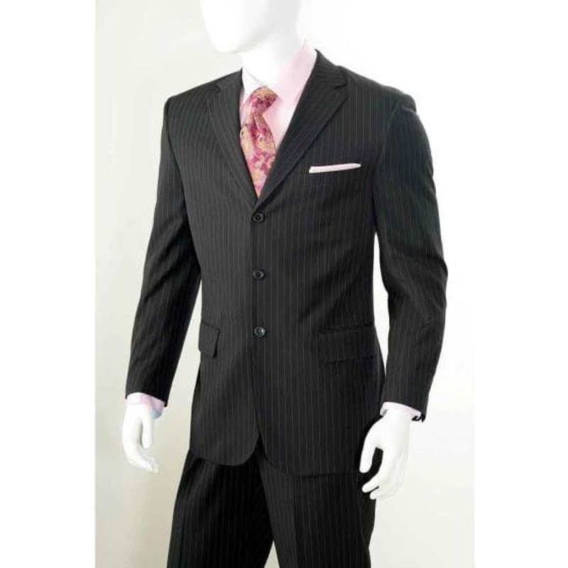 AlbertoNardoniStore Costume Noir à Rayures avec Pantalon Plissé en 2 Pièces — Accessoires de mode