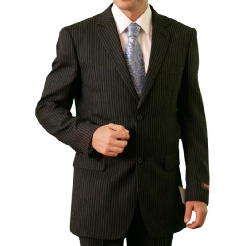 Alberto Nardoni Men's Black Pinstripe 2 Button Suit — Mens Suits & Blazers