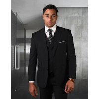 Homme 2 bouton mince Fit laine costume avec double poitrine en noir