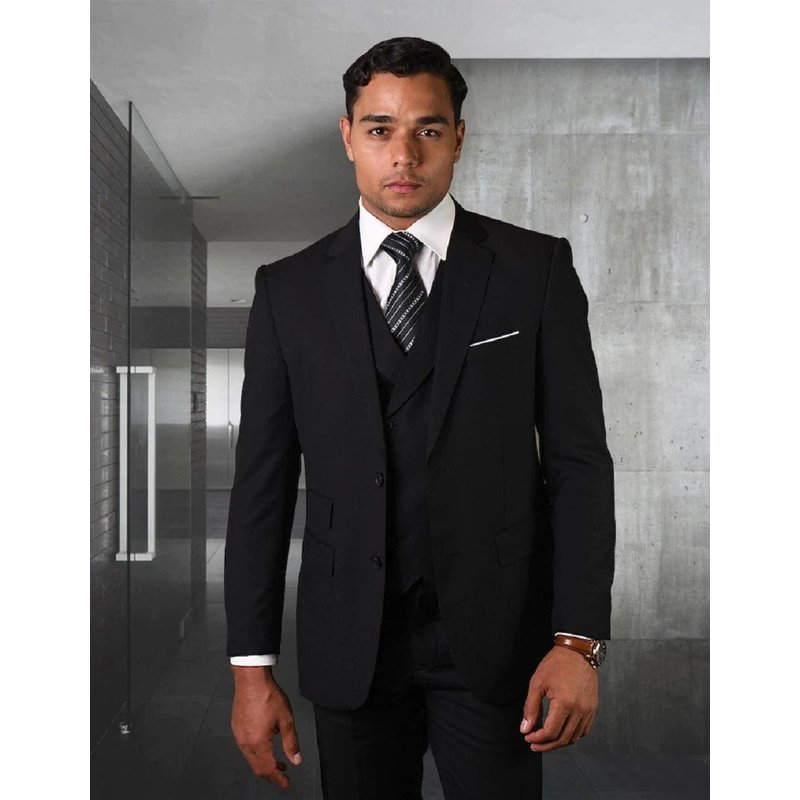 Alberto Nardoni Men's Slim Fit Wool Suit with Double Breasted Vest — Mens Suits & Blazers