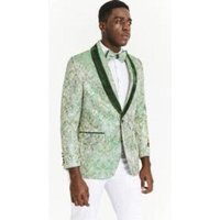 Tuxedo Blanc et Vert Émeraude à Double Boutonnage