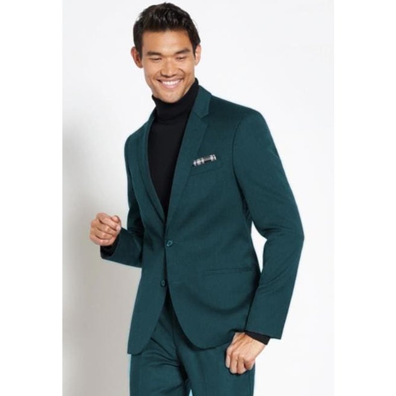 Costume Vert avec Col Roulé - Simple Boutonnage et Revers Notch — Costumes et vestons pour hommes