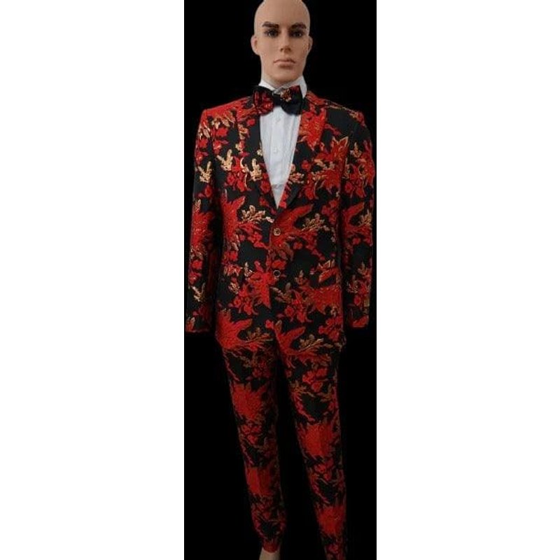 Alberto Nardoni Men's Red Paisley Suit — Mens Suits & Blazers