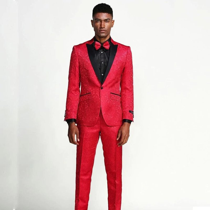 Costume en Paisley Rouge pour Hommes Alberto Nardoni — Costumes et vestons pour hommes