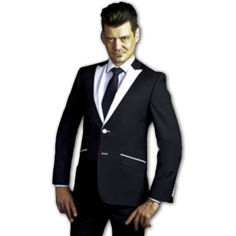 Men's Black Slim Fit Peak Lapel Suit — Mens Suits & Blazers