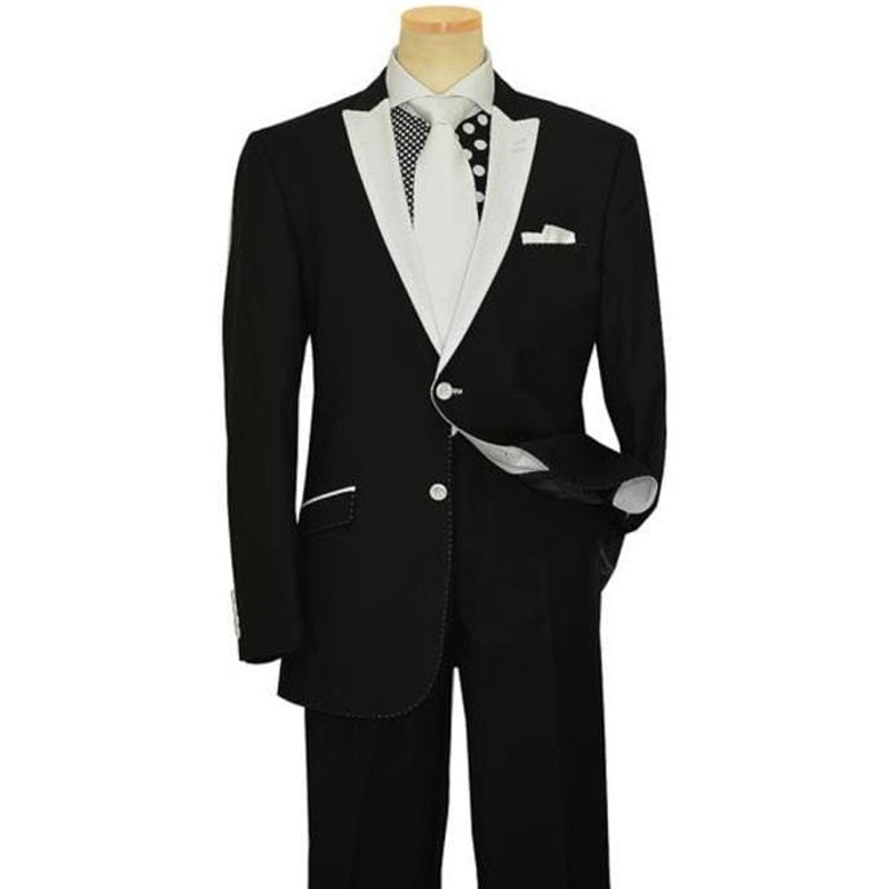 Mens Black Peak Lapel Suit with Slim Fit — Mens Suits & Blazers
