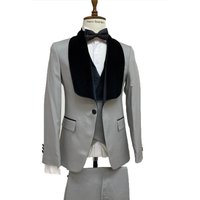 Costume Gris et Noir - Tuxedo Gris pour Hommes