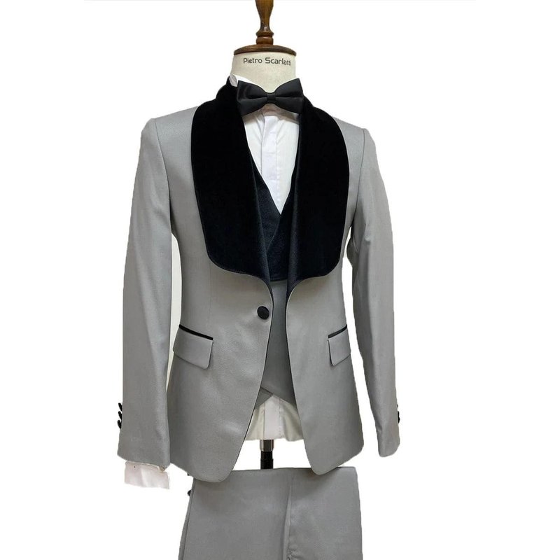 Costume Gris et Noir - Tuxedo Gris pour Hommes — Costumes et vestons pour hommes