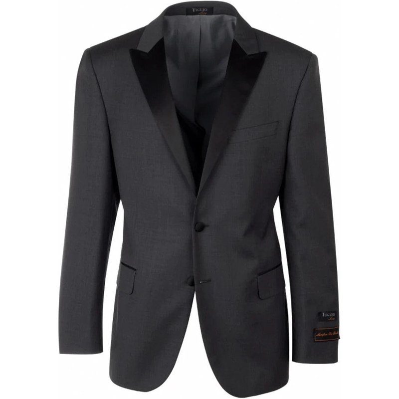 Tuxedo Gris et Noir avec Revers Satiné