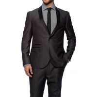 Costume gris et noir ajusté deux pièces pour homme