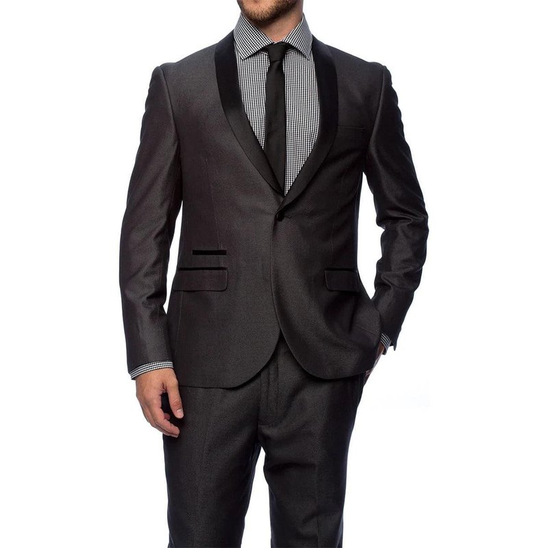 Costume gris et noir ajusté deux pièces pour homme — Costumes et vestons pour hommes
