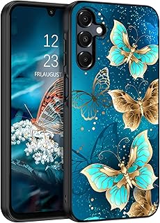 GUAGUA Samsung A16 Case 5G Glow in the Dark Blue Butterfly