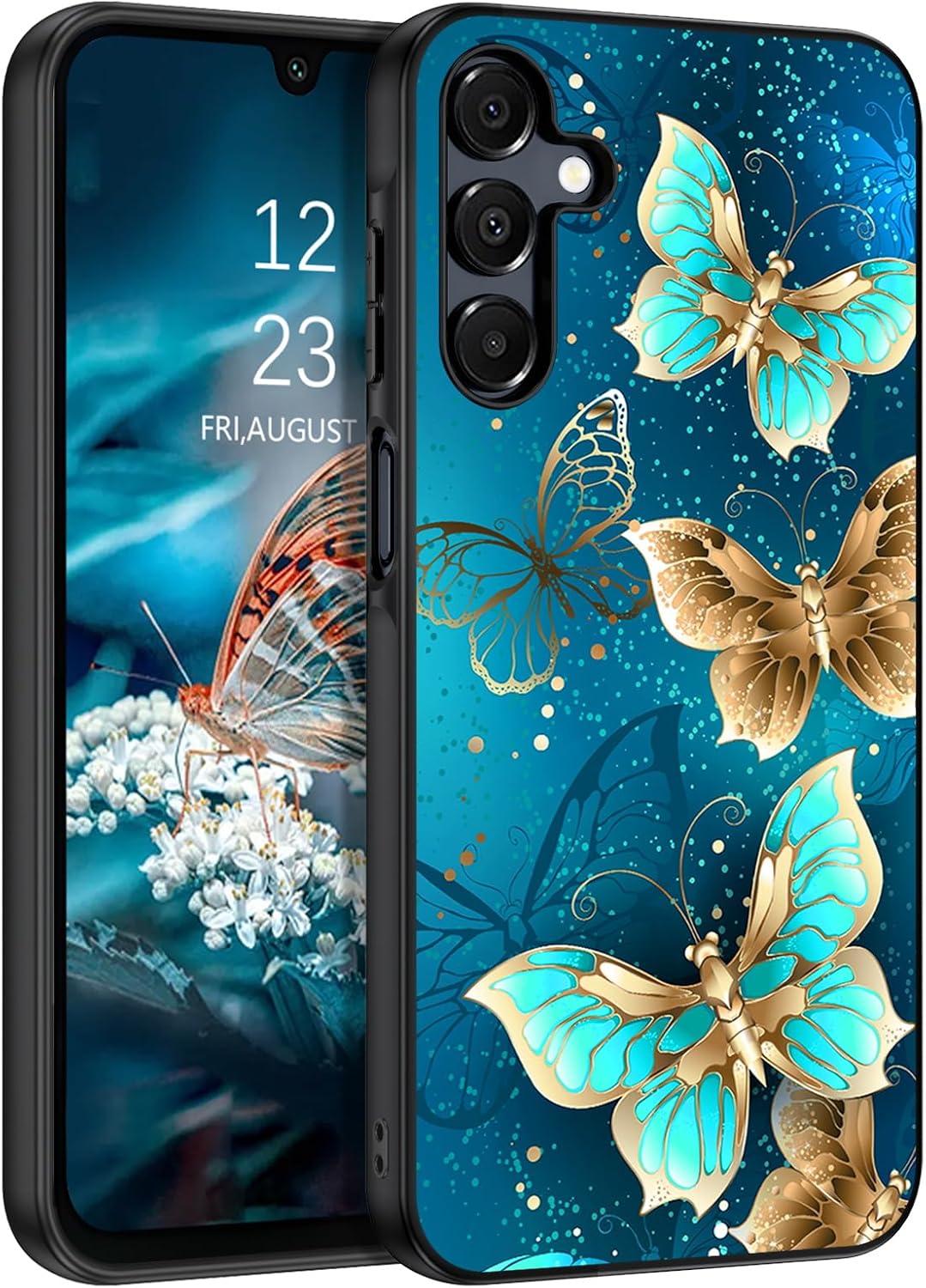 GUAGUA Samsung A16 Case 5G Glow in the Dark Blue Butterfly — Phone Case