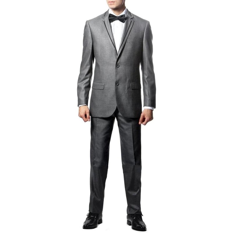 Men's Grey and Black Two Piece Suit - Gray Tuxedo — Mens Suits & Blazers