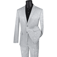 Veste de soirée ajustée en paisley argenté pour homme Alberto Nardoni