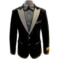 Veste de soirée en velours pour homme Alberto Nardoni noir avec revers en diamant argenté
