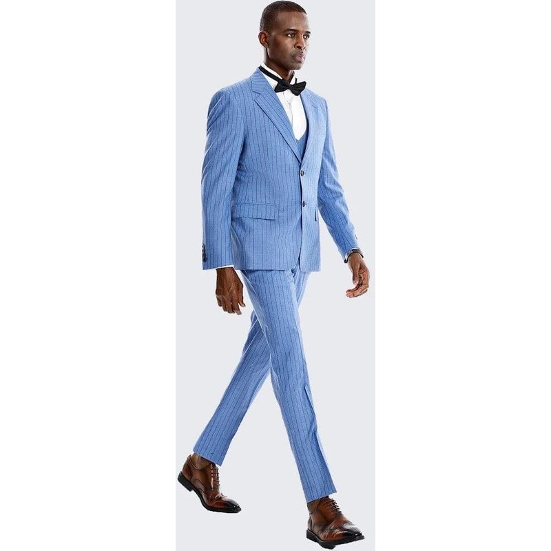 Light Blue Pinstripe Suit for Men — Mens Suits & Blazers