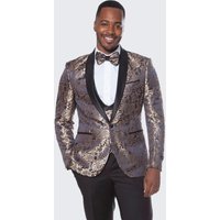 Tuxedo bleu avec motif doré