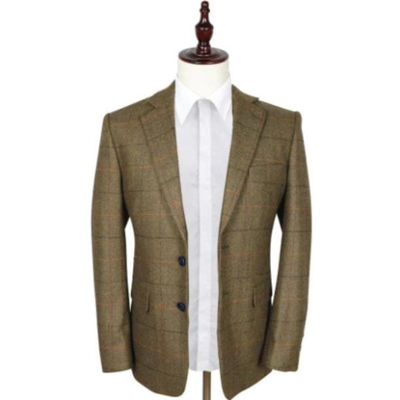 Veste en Tweed Brun Clair - Design à 2 Boutons et Revers Pointe — Costumes et vestons pour hommes