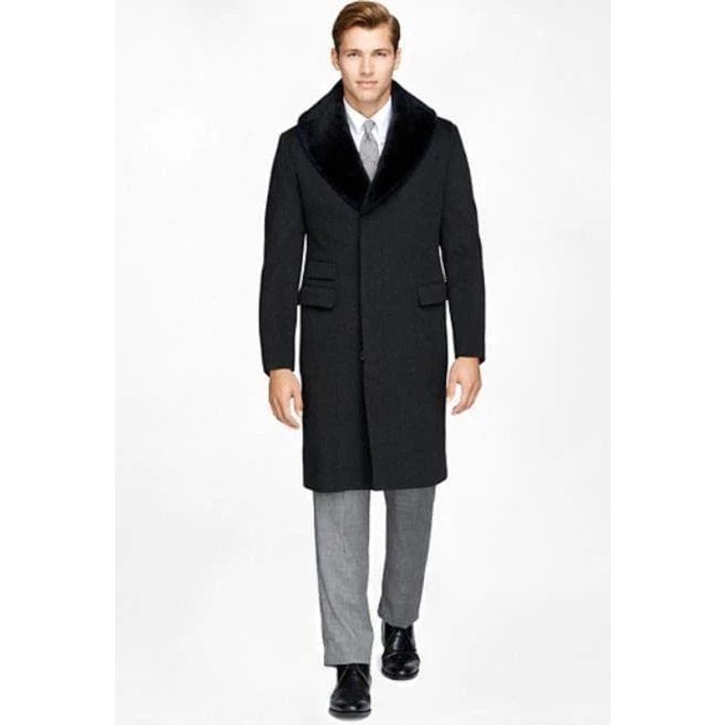 Black Coat with Fur Collar for Men — Fashion Accessories