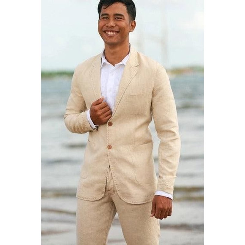 Costume en Lin Kaki pour Hommes Alberto Nardoni — Costumes et vestons pour hommes