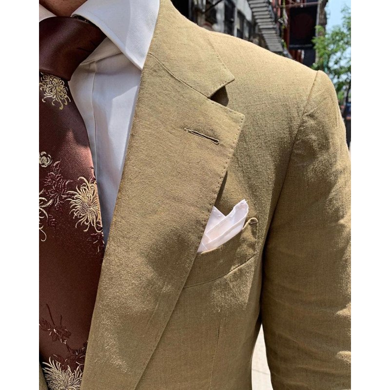 Alberto Nardoni Men's Khaki Linen Suit — Mens Suits & Blazers