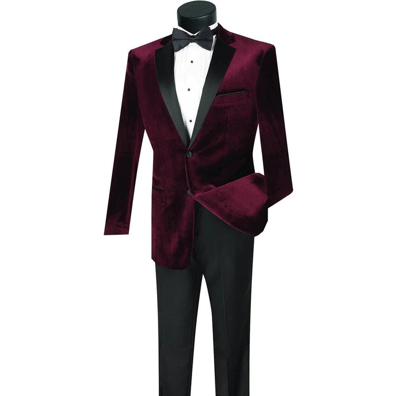 Veste de Tuxedo en Velours Bourgogne pour Hommes
