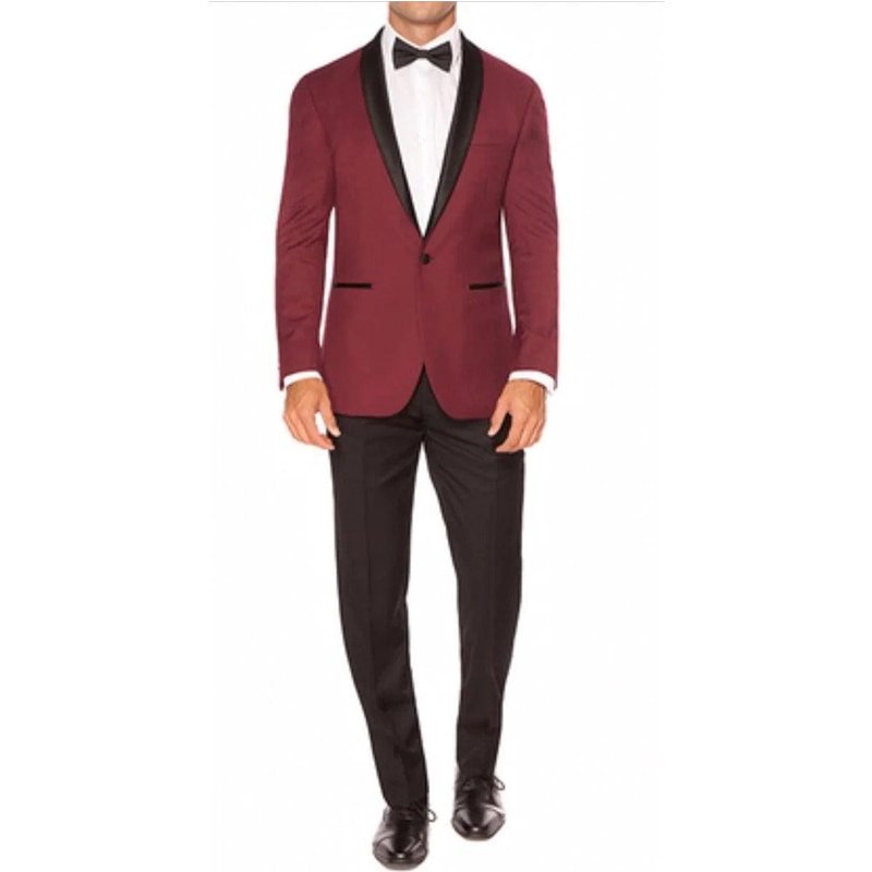 Veste de Dîner Burgundy pour Hommes avec Revers en Satin — Costumes et vestons pour hommes