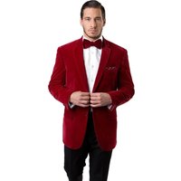 Veste de soirée rouge pour homme - Blazer en velours avec revers