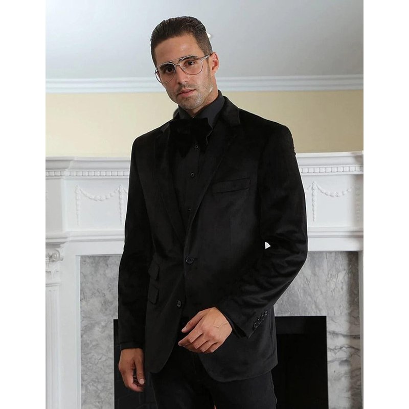 Veste de Tuxedo Noir en Velours pour Hommes — Costumes et vestons pour hommes