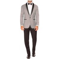 Veste de dîner grise claire pour homme avec col châle en satin