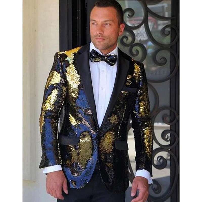 Veste de Soirée Noire et Dorée pour Hommes - Blazer Tuxedo — Costumes et vestons pour hommes
