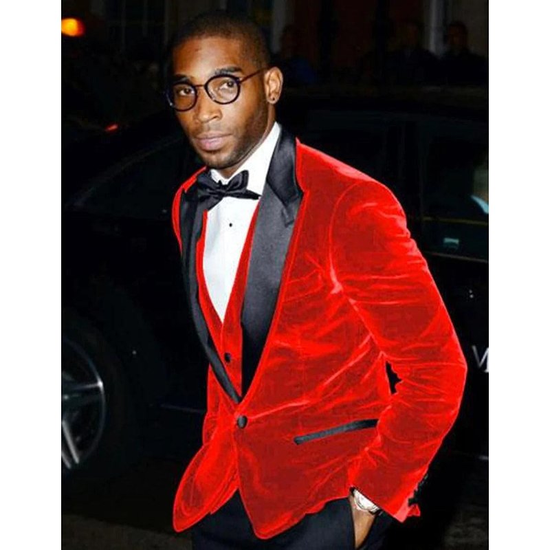 Veste de dîner rouge en velours pour hommes — Costumes et vestons pour hommes