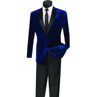 Veste de Tuxedo en Velours Bleu Marine pour Hommes