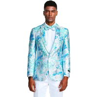Tuxedo Bleu Clair avec Coupe Ajustée et Revers Châle — Costumes et vestons pour hommes