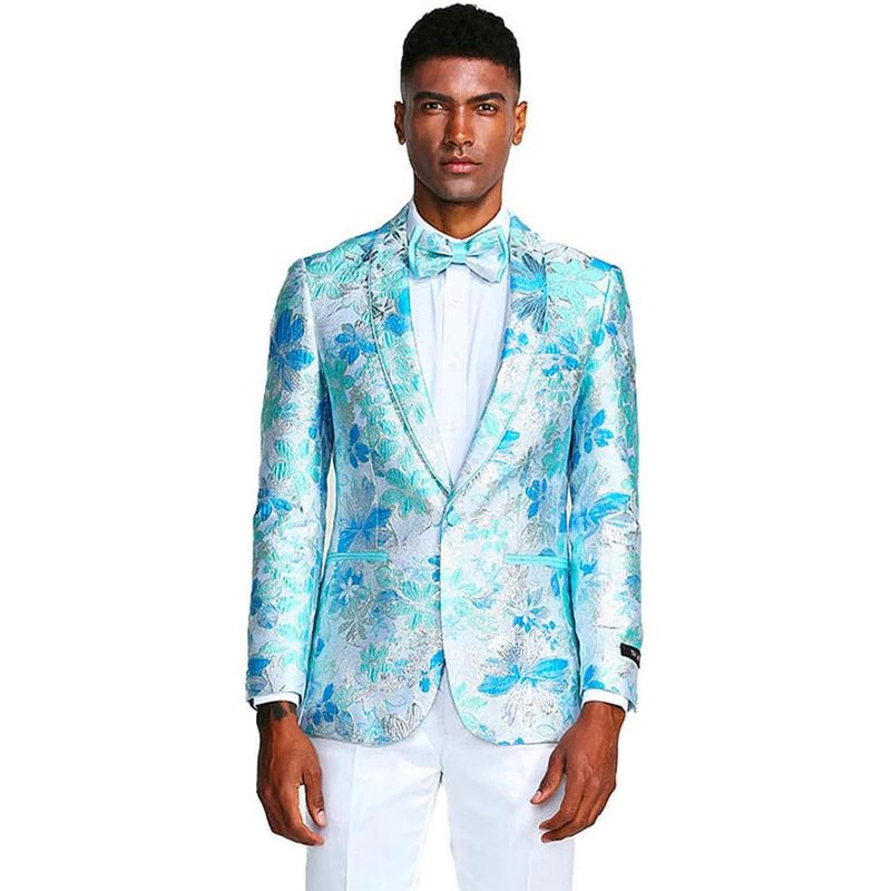 Light Blue Tuxedo with Slim Fit and Shawl Lapel — Mens Suits & Blazers