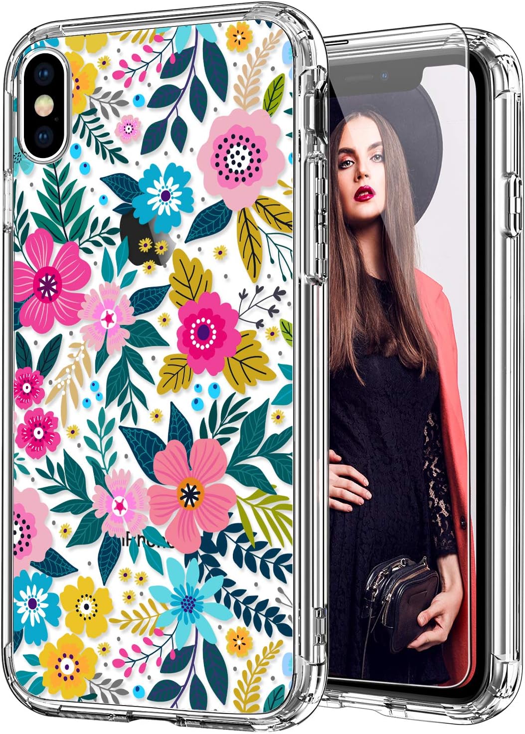 ICEDIO iPhone X Case with Screen Protector and Floral Patterns — Phone Case