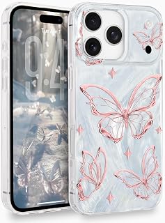 iPhone 17 Pro Max Case with Shiny Silver Butterfly Design