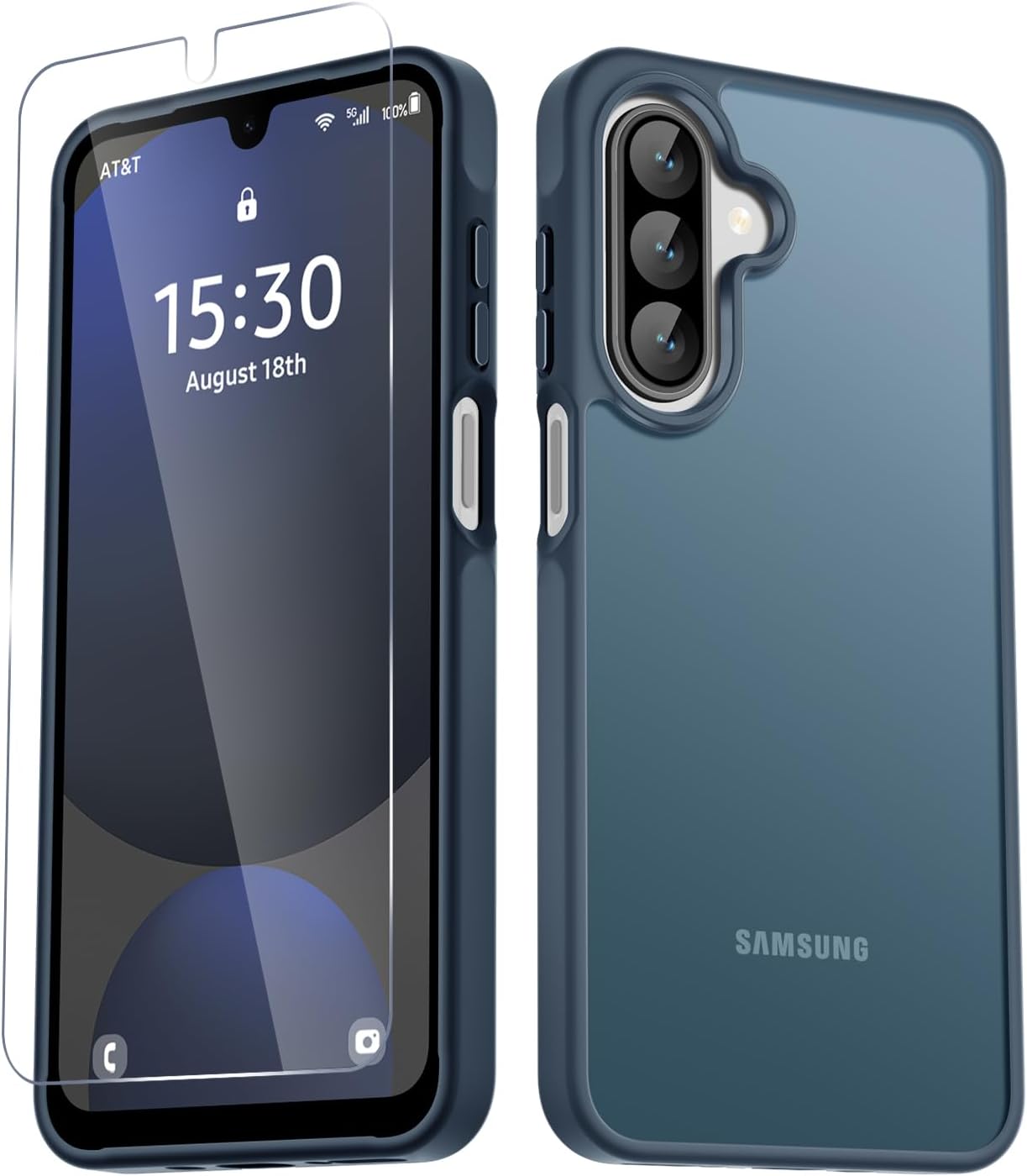 YENAPOON étui Samsung Galaxy A17 5G, mat bleu marine, avec protecteur d'écran — Coque de téléphone