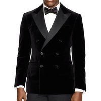 Double Breasted Black Velvet Blazer — Mens Suits & Blazers