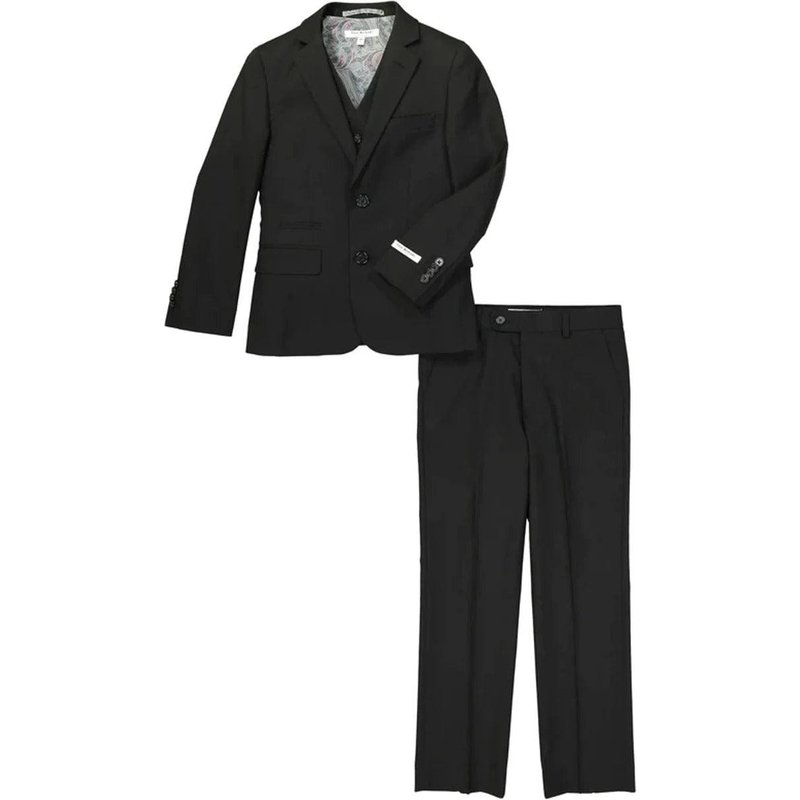 Garçons Veste 2 Bouton Oiseaux Costume noir