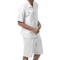 Ensemble de Costume Court à Manches Courtes Blanc Ton sur Ton