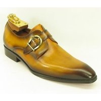 Chaussures en cuir à boucle cognac pour hommes d'AlbertoNardoniStore